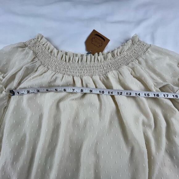 AVERY | NWT S Kori America Cream Ivory Boho Off-Shoulder Bell Sleeve Top - Picture 5 of 7
